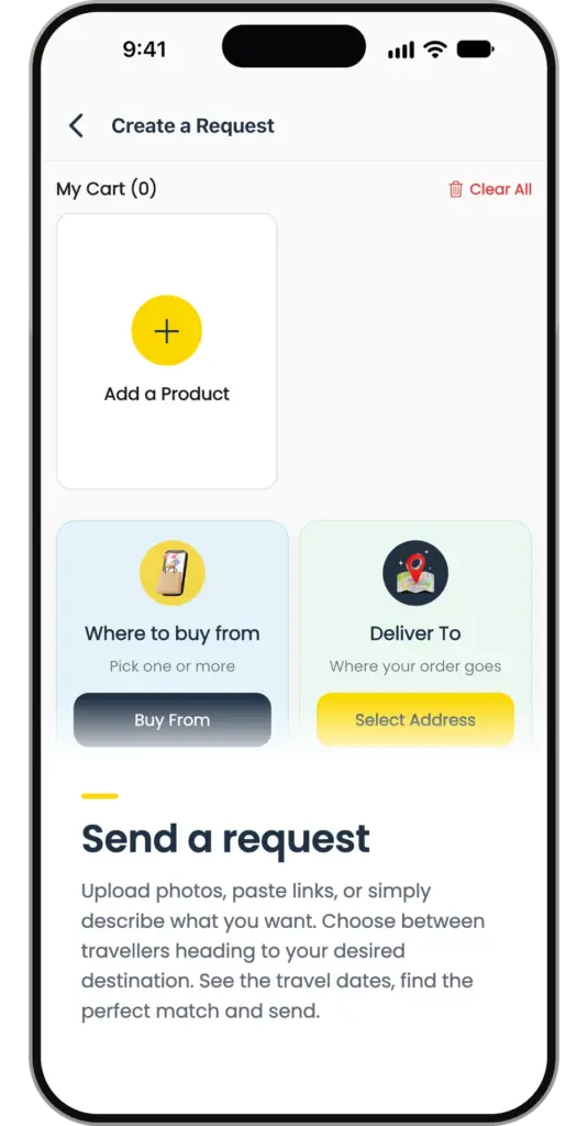 Shpper app: send a request