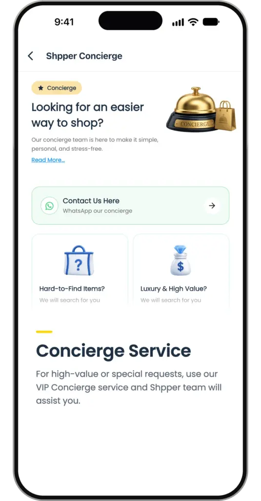 Shpper app: concierge service