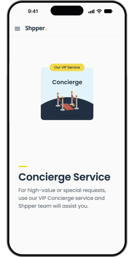 Shpper app: concierge service